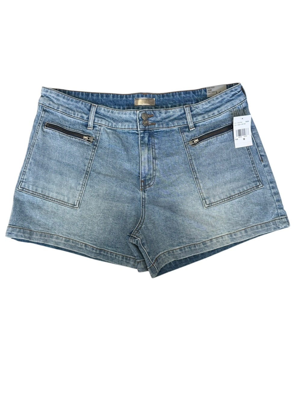 KUT From The Kloth High Rise Jane Denim Shorts Size 18 Y2K Moto Zip NWT E89